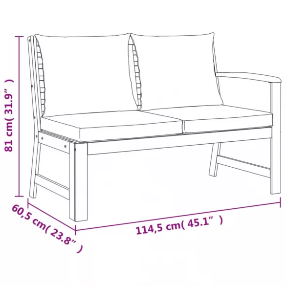 7 részes tömör akácfa kerti étkezőszett párnával