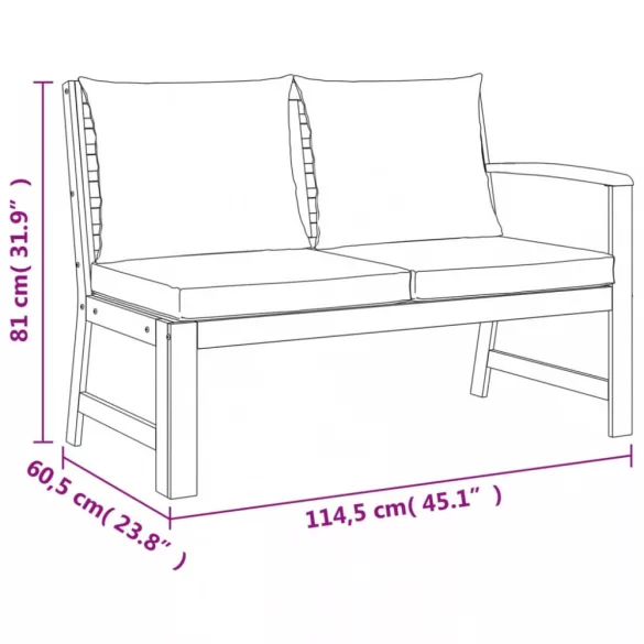 7 részes tömör akácfa kerti étkezőszett párnával