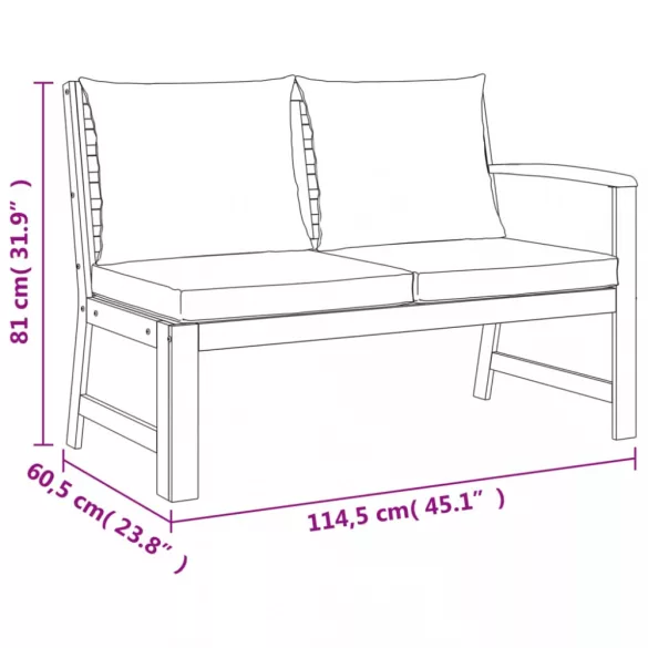 7 részes tömör akácfa kerti étkezőszett párnával