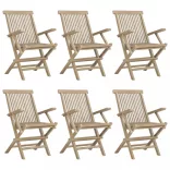 7 részes szürke tömör tíkfa kerti étkezőgarnitúra