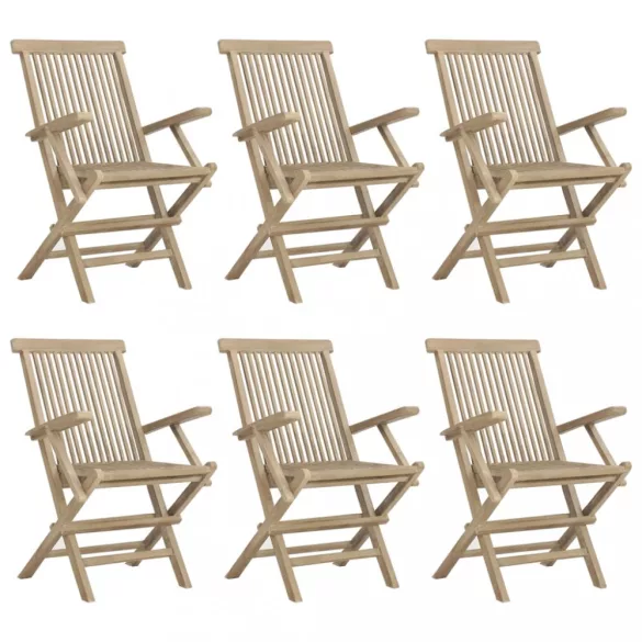 7 részes szürke tömör tíkfa kerti étkezőgarnitúra