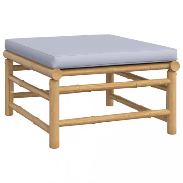 8 részes bambusz kerti ülőgarnitúra világosszürke párnákkal