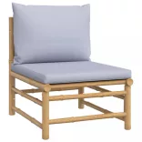 11 részes bambusz kerti ülőgarnitúra világosszürke párnákkal