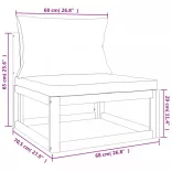7 részes tömör fa kerti ülőgarnitúra világosszürke párnákkal