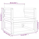 7 részes tömör fa kerti ülőgarnitúra világosszürke párnákkal