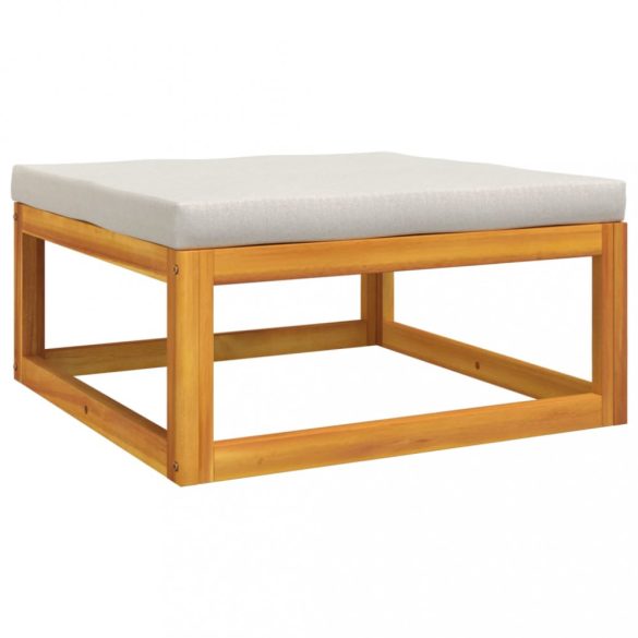 12 részes tömör fa kerti ülőgarnitúra világosszürke párnákkal