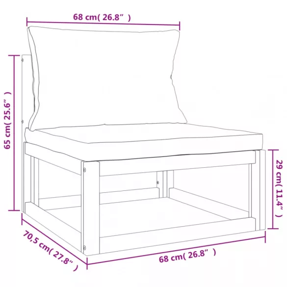 12 részes tömör fa kerti ülőgarnitúra zöld párnákkal