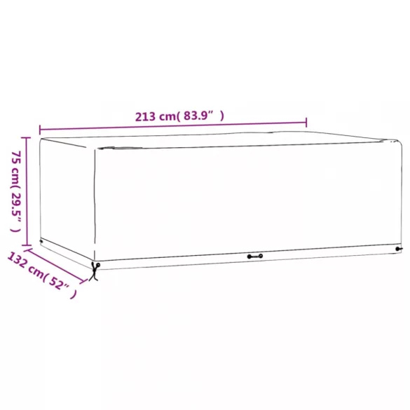 2 db téglalap alakú kerti bútorhuzat 12 fűzőlyukkal 213x132x75