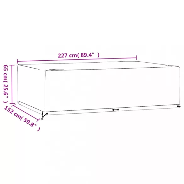 2 db téglalap alakú kerti bútorhuzat 12 fűzőlyukkal 227x152x65