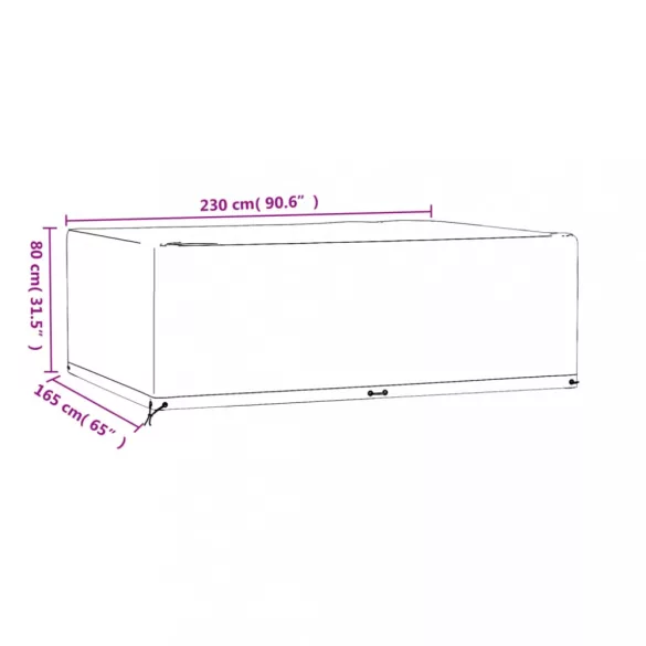 2 db téglalap alakú kerti bútorhuzat 12 fűzőlyukkal 230x165x80