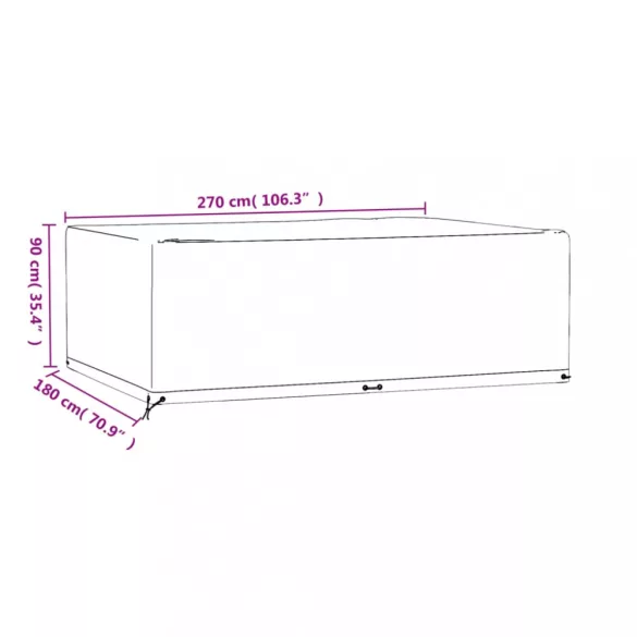 2 db téglalap alakú kerti bútorhuzat 12 fűzőlyukkal 270x180x90