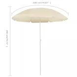 homokszínű kültéri napernyő acél rúddal 180 cm