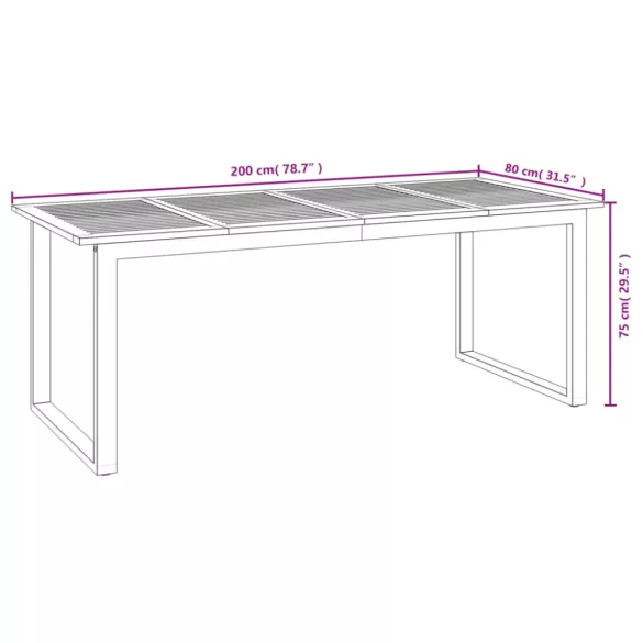 7 részes tömör akácfa és fém kerti étkezőgarnitúra