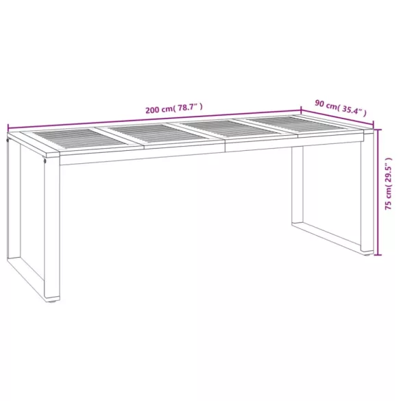 7 részes tömör akácfa és fém kerti étkezőgarnitúra