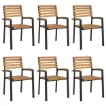 7 részes tömör akácfa és fém kerti étkezőgarnitúra