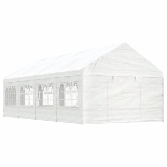 fehér polietilén pavilon tetővel 8,92 x 4,08 x 3,22 m