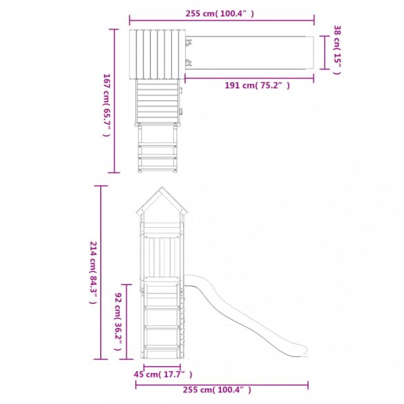 tömör fenyőfa kültéri játszószett