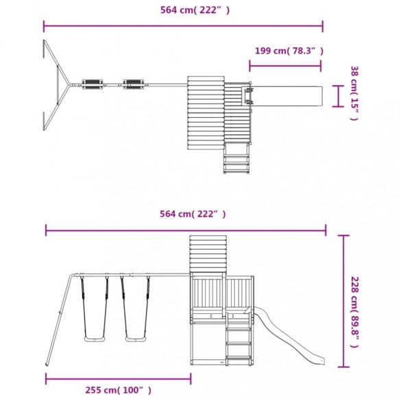 tömör duglászfenyő kültéri játszószett
