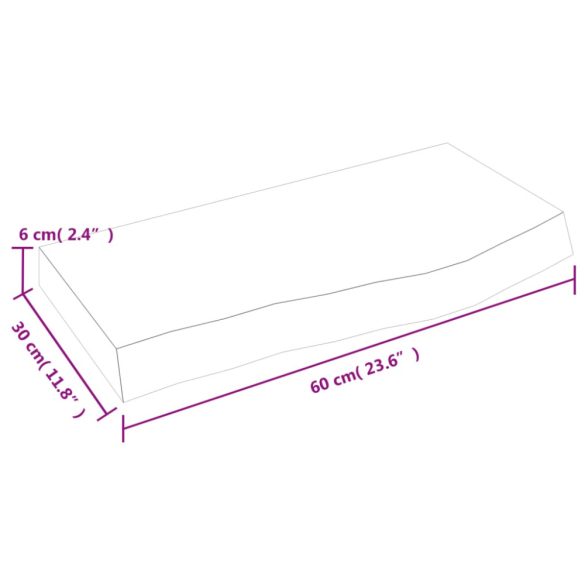 kezeletlen tömör fa fürdőszobai pult 60x30x(2-6) cm