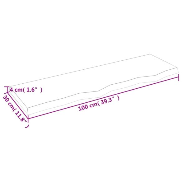 kezeletlen tömör fa fürdőszobai pult 100x30x(2-4) cm