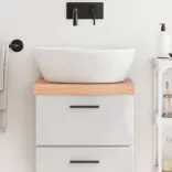 világosbarna kezelt tömör fa fürdőszobai pult 40x30x(2-6) cm