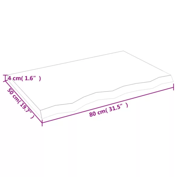 világosbarna kezelt tömör fa fürdőszobai pult 80x50x(2-4) cm
