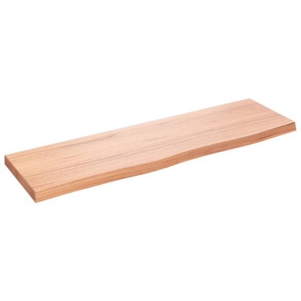 világosbarna kezelt tömör fa fürdőszobai pult 100x30x(2-4) cm