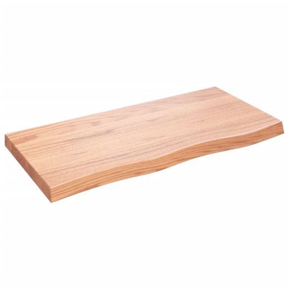 világosbarna kezelt tömör fa fürdőszobai pult 100x50x(2-6) cm