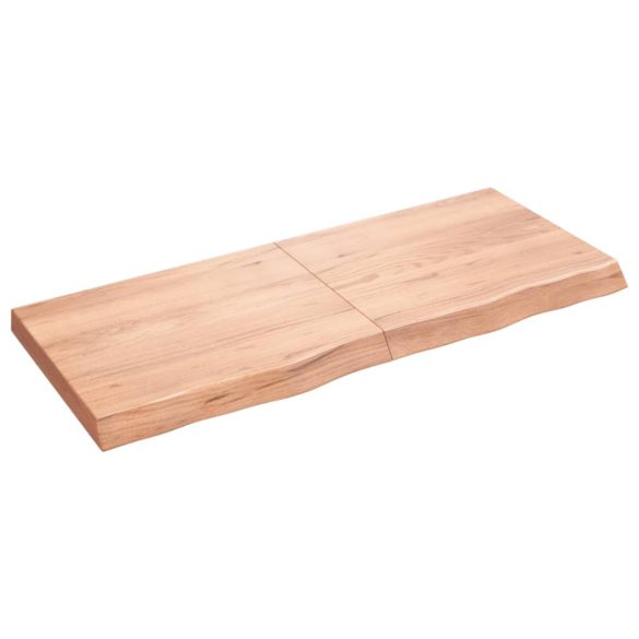 világosbarna kezelt tömör fa fürdőszobai pult 120x50x(2-6) cm