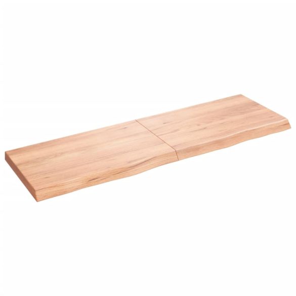világosbarna kezelt tömör fa fürdőszobai pult 160x50x(2-6) cm