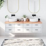 világosbarna kezelt tömör fa fürdőszobai pult 180x50x(2-6) cm