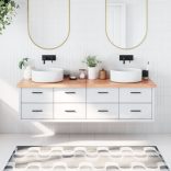 világosbarna kezelt tömör fa fürdőszobai pult 180x60x(2-4) cm