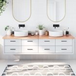 világosbarna kezelt tömör fa fürdőszobai pult 200x50x(2-4) cm