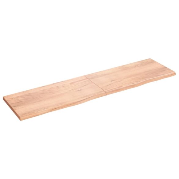 világosbarna kezelt tömör fa fürdőszobai pult 200x50x(2-4) cm