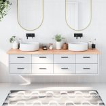 világosbarna kezelt tömör fa fürdőszobai pult 200x60x(2-4) cm