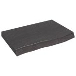 sötétbarna kezelt tömör fa fürdőszobai pult 60x40x(2-6) cm