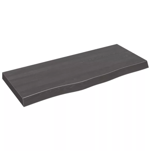 sötétbarna kezelt tömör fa fürdőszobai pult 100x40x(2-6) cm