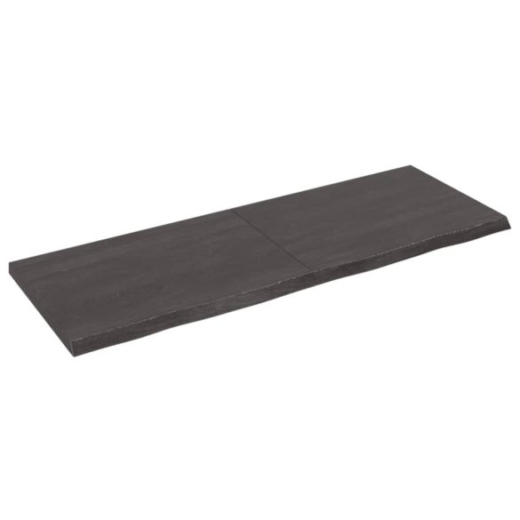 sötétbarna kezelt tömör fa fürdőszobai pult 140x50x(2-4) cm