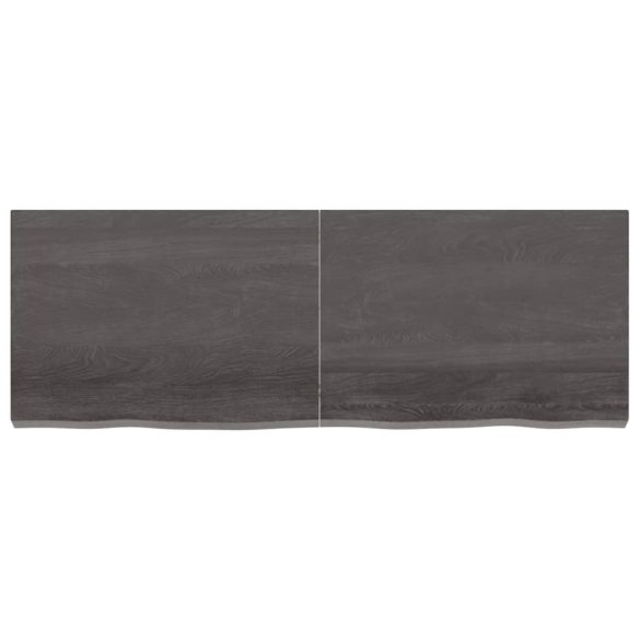 sötétbarna kezelt tömör fa fürdőszobai pult 140x50x(2-6) cm