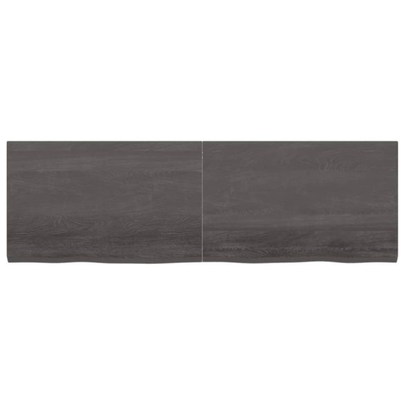sötétbarna kezelt tömör fa fürdőszobai pult 160x50x(2-4) cm
