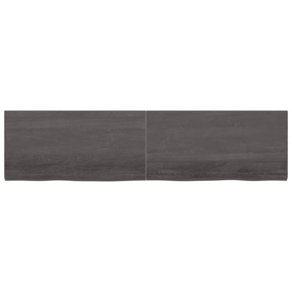sötétbarna kezelt tömör fa fürdőszobai pult 200x50x(2-4) cm