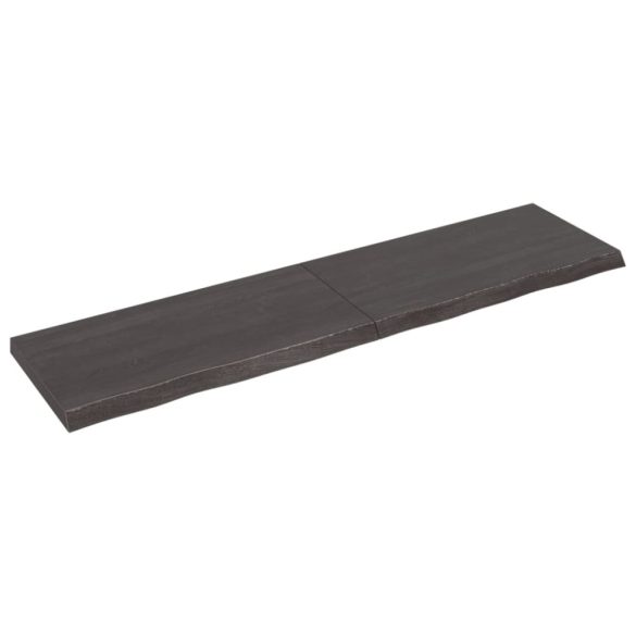 sötétbarna kezelt tömör fa fürdőszobai pult 200x50x(2-6) cm