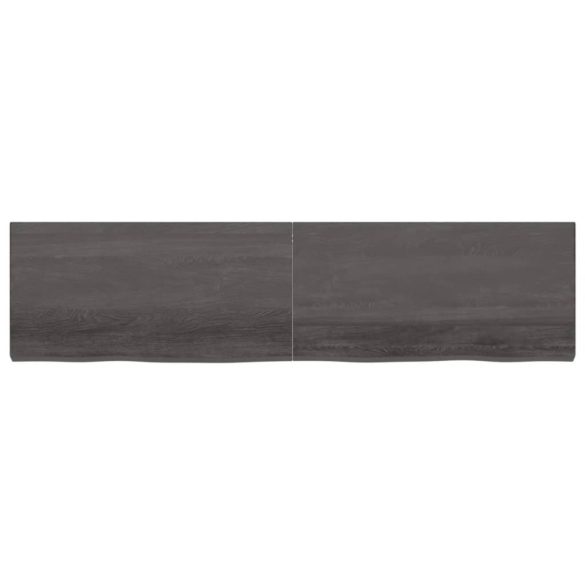 sötétbarna kezelt tömör fa fürdőszobai pult 200x50x(2-6) cm