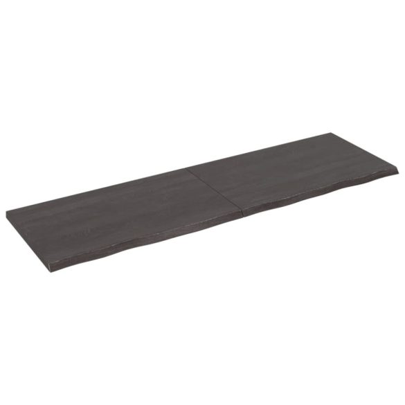 sötétbarna kezelt tömör fa fürdőszobai pult 200x60x(2-4) cm