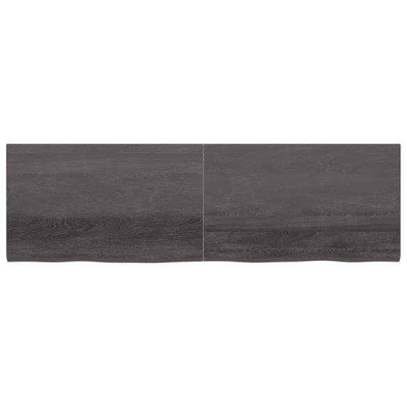 sötétbarna kezelt tömör fa fürdőszobai pult 200x60x(2-4) cm