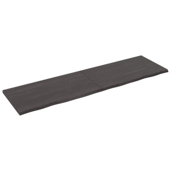 sötétbarna kezelt tömör fa fürdőszobai pult 220x60x(2-4) cm