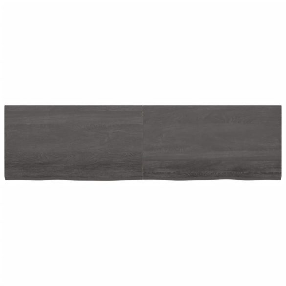 sötétbarna kezelt tömör fa fürdőszobai pult 220x60x(2-4) cm