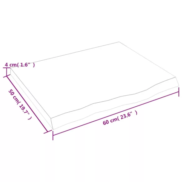 kezeletlen tömör tölgyfa asztallap 60x50x(2-4) cm