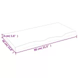 kezeletlen tömör tölgyfa asztallap 80x40x(2-4) cm