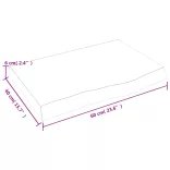 világosbarna kezelt tömör tölgyfa asztallap 60x40x(2-6) cm